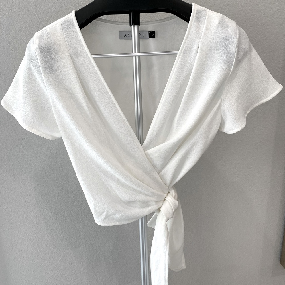 Askari White Cropped Wrap Top | Size L